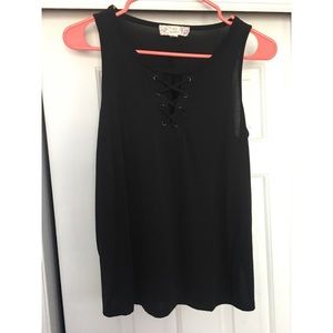 Black laced up tank top